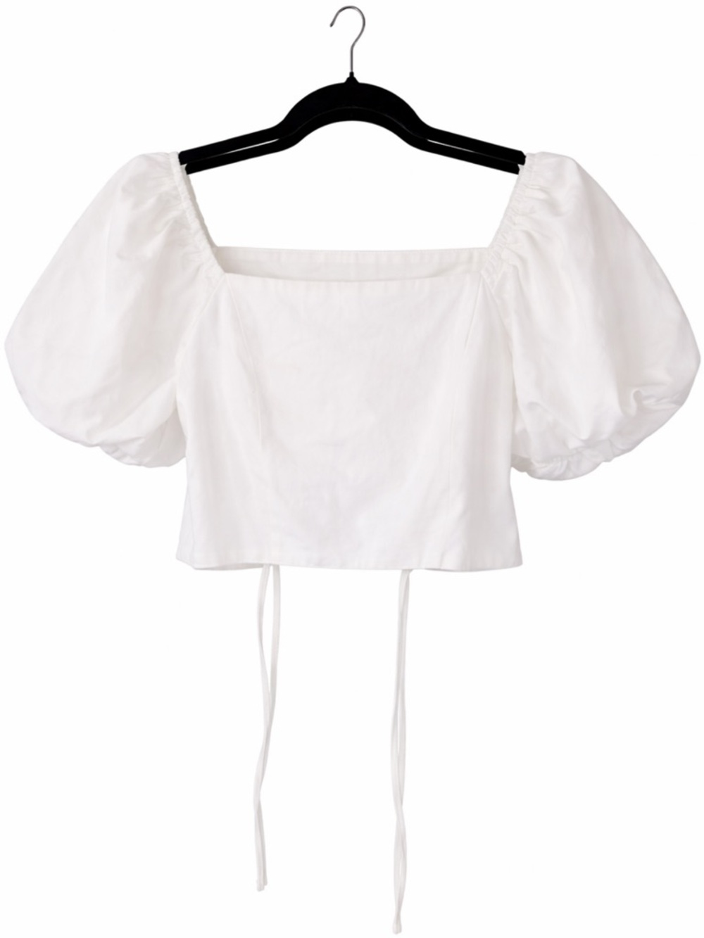 Skies Are Blue White Puff Sleeve Tie Back Crop Top | Size S | Cottagecore